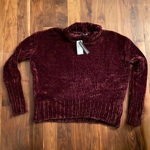 Brand new chenille maroon cropped sweater